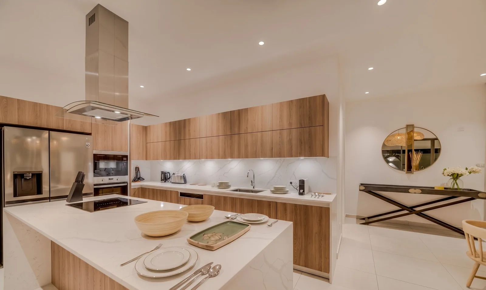 Cuisine équipée avec îlot en marbre de la Villa Easile